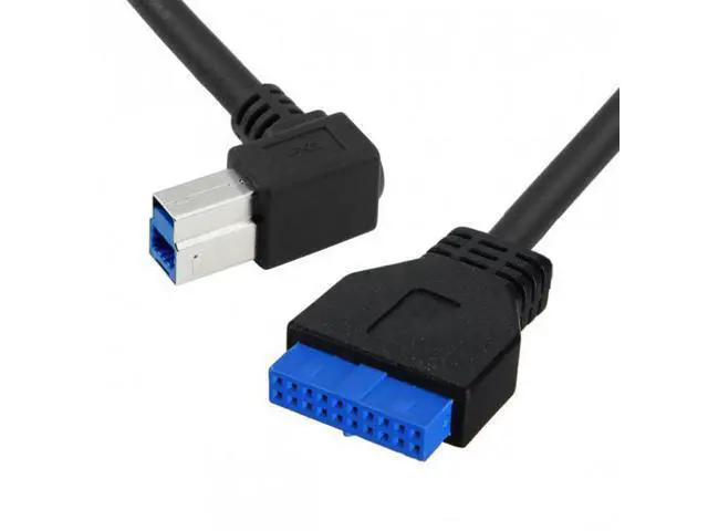 Alt view image 7 of 7 - SM 90 Degree Left angled USB 3.0 B Type Male to 3.0 Motherboard 19pin Header Cable 50cm