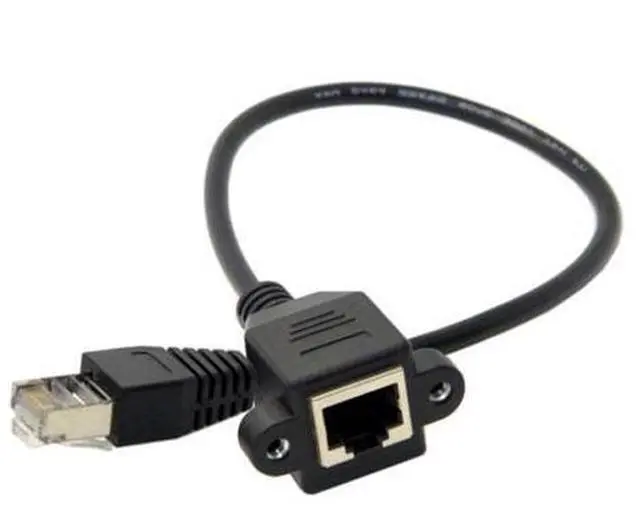Main image of SM 30cm 8P8C FTP STP UTP Cat 5e Male to Female Lan Ethernet Network Extension Cable with Panel Mount Holes