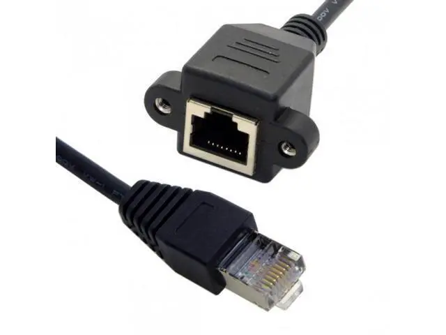 Alt view image 5 of 7 - SM 30cm 8P8C FTP STP UTP Cat 5e Male to Female Lan Ethernet Network Extension Cable with Panel Mount Holes