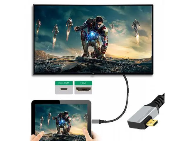 Alt view image 4 of 7 - 90 Degree Left Angled Micro HDMI 2.1 Ultra Thin HDTV Cable 8K 4K Hyper Super Flexible Slim Cord Type-A to Type-D for Camera HDTV
