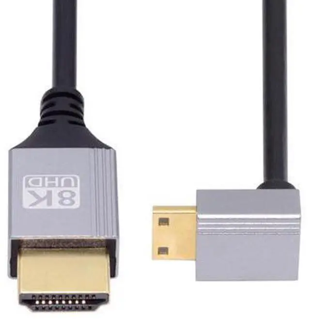 Main image of 90 Degree Down Angled Mini HDMI 2.1 Ultra Thin HDTV Cable 8K 4K Hyper Super Flexible Slim Cord Type-A to Type-C for Camera HDTV