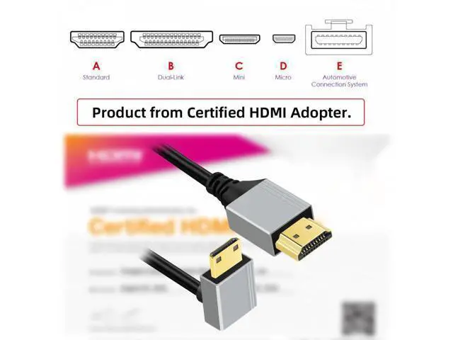 Alt view image 3 of 7 - 90 Degree Down Angled Mini HDMI 2.1 Ultra Thin HDTV Cable 8K 4K Hyper Super Flexible Slim Cord Type-A to Type-C for Camera HDTV