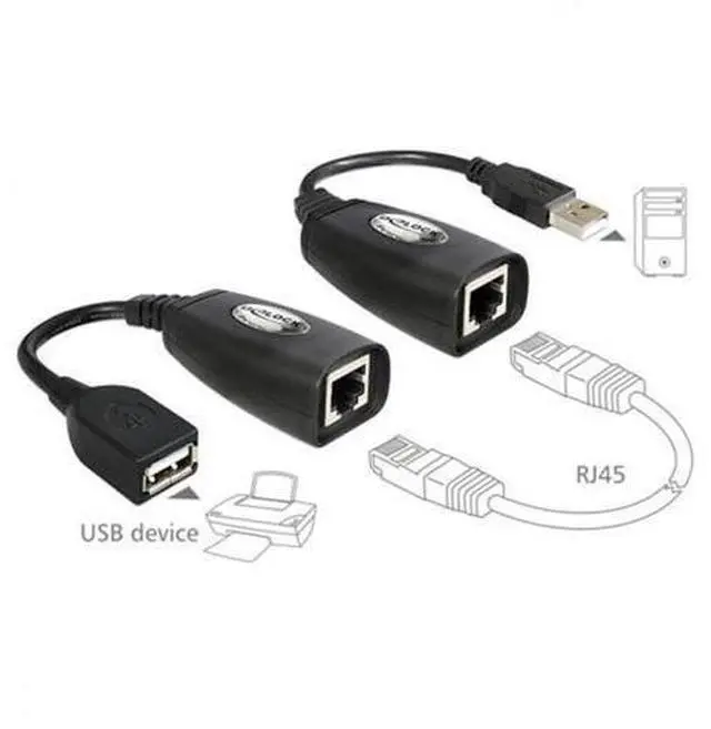 Alt view image 3 of 7 - SM USB Keyboard Mouse Over RJ45 CAT5E CAT6 Cable Extension Extender Cable Adapter