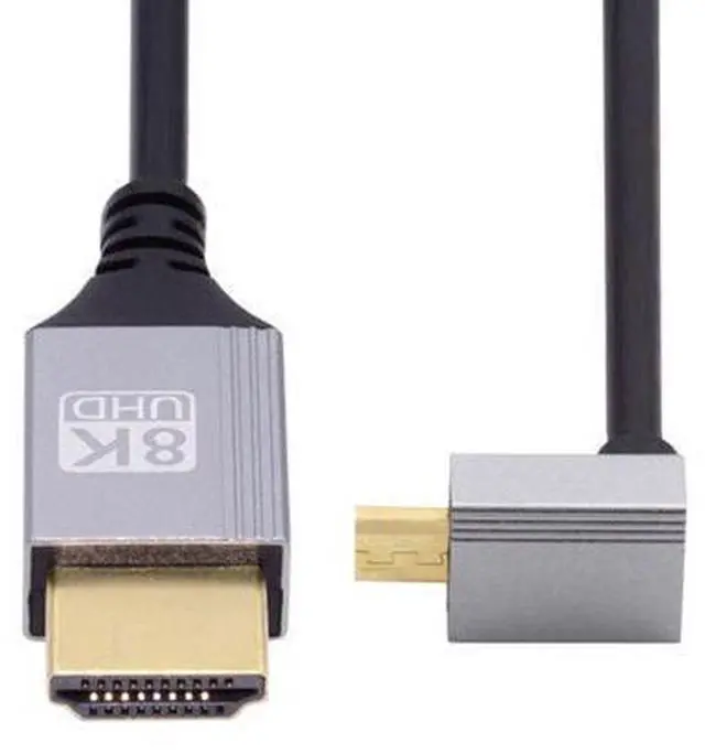 Main image of 90 Degree Up Angled Micro HDMI 2.1 Ultra Thin HDTV Cable 8K 4K Hyper Super Flexible Slim Cord Type-A to Type-D for Camera HDTV