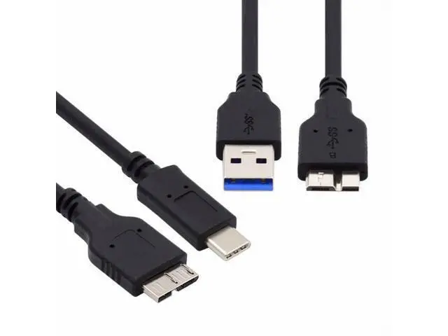 Alt view image 2 of 7 - 2pcs/set USB 3.1 Type-C USB-C to Micro 3.0 and USB 3.0 Type-A Male to Micro 3.0 B Male Disk SSD Data Cable 15cm