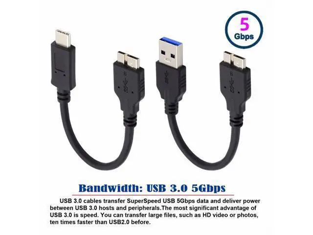 Alt view image 4 of 7 - 2pcs/set USB 3.1 Type-C USB-C to Micro 3.0 and USB 3.0 Type-A Male to Micro 3.0 B Male Disk SSD Data Cable 15cm
