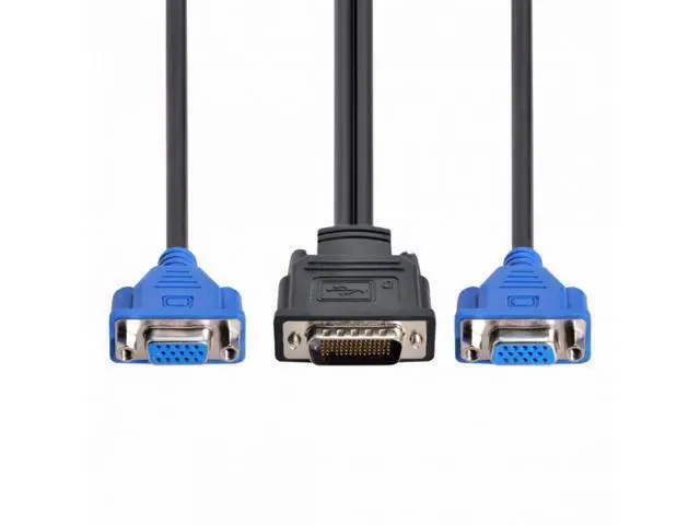 Alt view image 3 of 7 - DMS-59pin Male to Dual 15Pin VGA RGB Female Splitter Extension Cable for PC Graphics Card