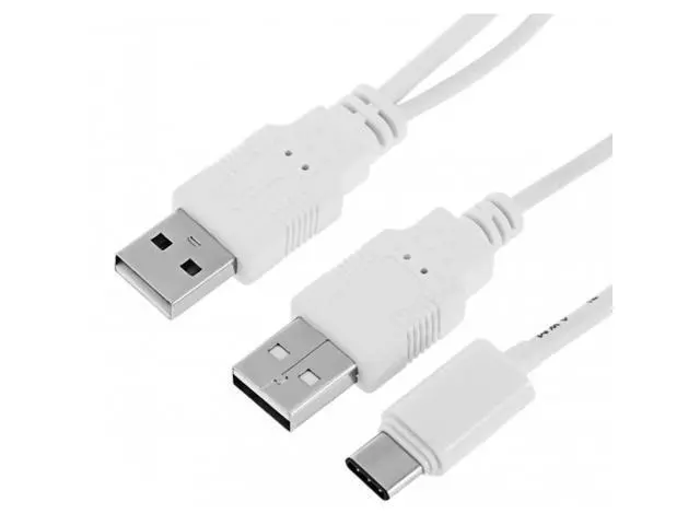 Alt view image 3 of 6 - HKCY UC-073 USB 3.1 Type C USB-C to Dual A Male Extra Power Data Y Cable for Cell PhoneHard Disk