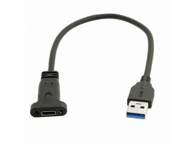 Alt view image 5 of 7 - USB-C USB 3.1 Type-C Female to USB 3.0 A Male Data 5Gbps Cable (20cm) with Panel Mount Screw Hole