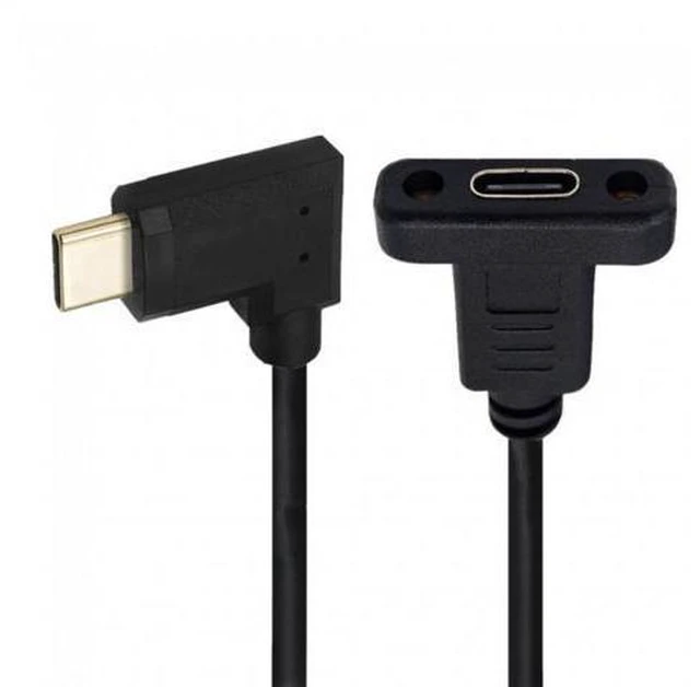 Alt view image 3 of 6 - SM 90 Degree Left & Right Angled USB-C USB 3.1 Type C Male to Female Extension Data Cable 30cm