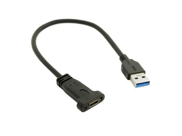 Alt view image 4 of 6 - SM USB-C USB 3.1 Type C Female to USB 3.0 A Male Data Cable 20cm with Panel Mount Screw Hole