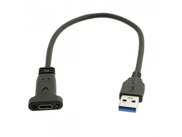 Alt view image 5 of 6 - SM USB-C USB 3.1 Type C Female to USB 3.0 A Male Data Cable 20cm with Panel Mount Screw Hole