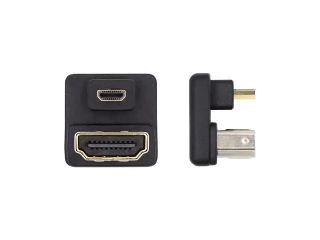 Alt view image 2 of 7 - HKCY Micro HDMI 1.4 Male Type-D to HDMI Female Port Savers 360 Degree Down Opposite U Shape Back Angled Extension Adapter Converter