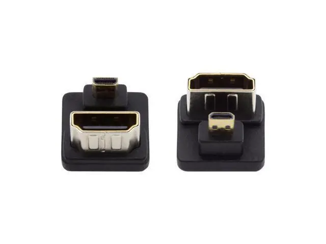 Alt view image 3 of 7 - HKCY Micro HDMI 1.4 Male Type-D to HDMI Female Port Savers 360 Degree Down Opposite U Shape Back Angled Extension Adapter Converter