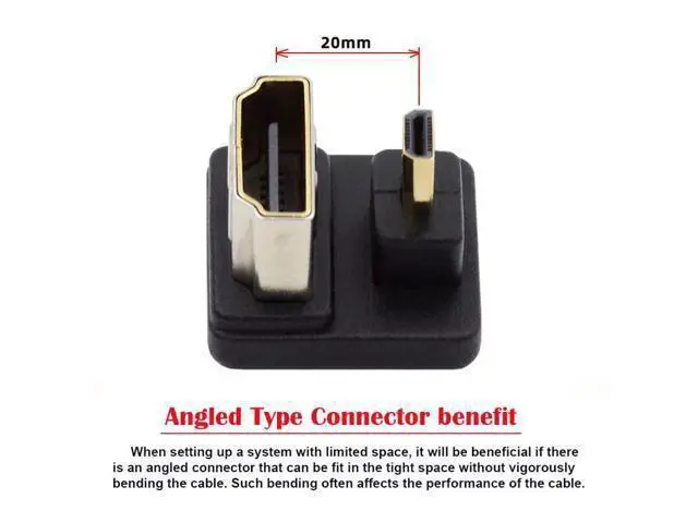 Alt view image 4 of 7 - HKCY Micro HDMI 1.4 Male Type-D to HDMI Female Port Savers 360 Degree Down Opposite U Shape Back Angled Extension Adapter Converter