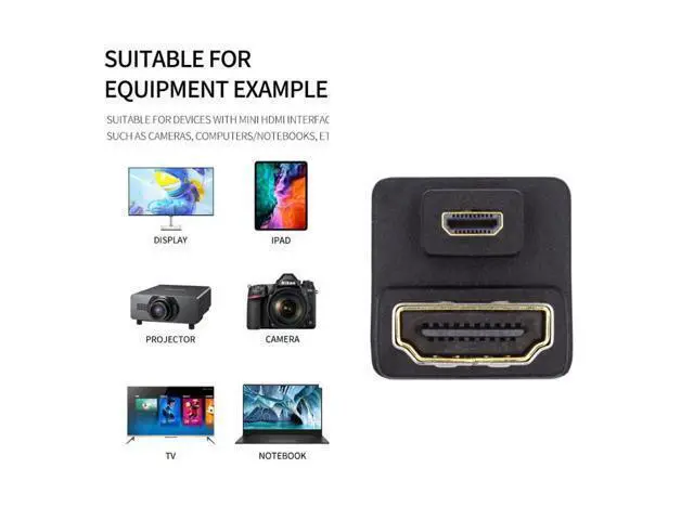 Alt view image 5 of 7 - HKCY Micro HDMI 1.4 Male Type-D to HDMI Female Port Savers 360 Degree Down Opposite U Shape Back Angled Extension Adapter Converter