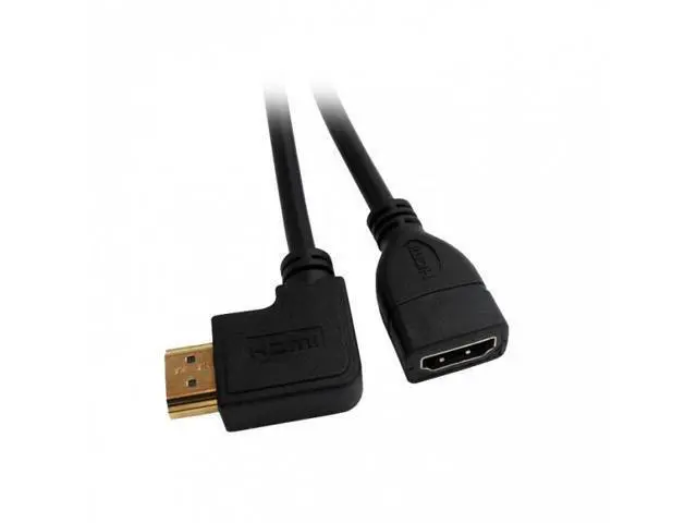 Alt view image 7 of 7 - SM Left Angled 90 Degree Connector HDMI 1.4 with Ethernet & 3D Type A male to A female Extension Cable 0.5m