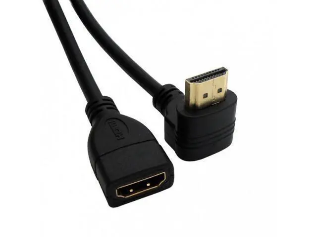 Alt view image 6 of 7 - SM Up Angled 90 Degree Connector HDMI 1.4 with Ethernet & 3D Type A male to A female Extension Cable 0.5m