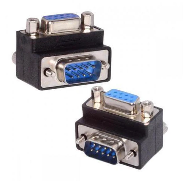 Main image of Cable 2pcs/lot Up & Down Angled 90 Degree RS232 D-Sub 9Pin Screw Type Male to Female Nut Type Extension Adapter