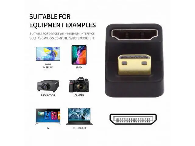 Alt view image 4 of 7 - 360 Degree Down Opposite U Shape Back Angled Mini HDMI 1.4 Male to HDMI Female Extension Adapter Converter