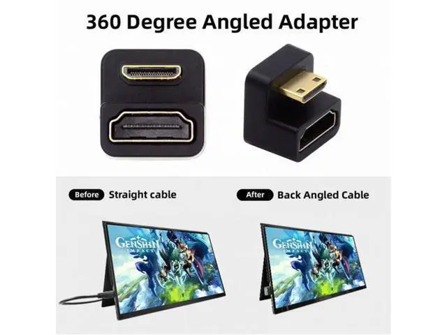Alt view image 5 of 7 - 360 Degree Down Opposite U Shape Back Angled Mini HDMI 1.4 Male to HDMI Female Extension Adapter Converter