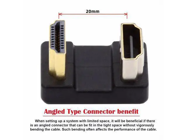 Alt view image 4 of 7 - Standard HDMI 1.4 Male Type-A to HDMI Female Port Savers 360 Degree Up Opposite U Shape Back Angled Extension Adapter Converter