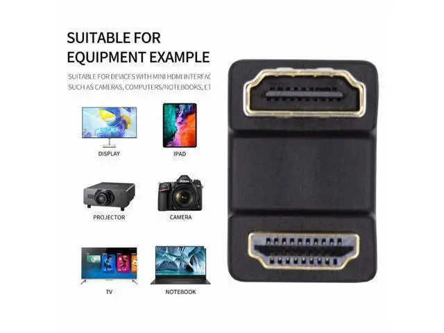 Alt view image 5 of 7 - Standard HDMI 1.4 Male Type-A to HDMI Female Port Savers 360 Degree Up Opposite U Shape Back Angled Extension Adapter Converter