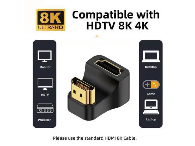 Alt view image 2 of 7 - HKCY HDMI Male Type-A to HDMI Female Port Savers 360 Degree Up Opposite U Shape Back Angled Extension Adapter Converter
