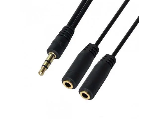 Alt view image 7 of 7 - SM Black 3.5mm Stereo Male to Double 3.5mm Female Audio Headphone Y Splitter Cable with Volume Switch