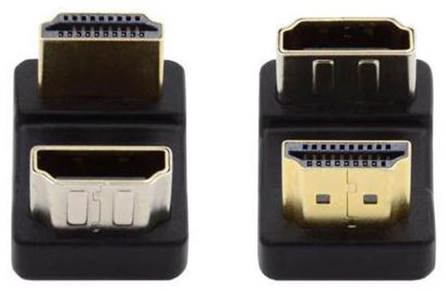Alt view image 3 of 7 - HKCY Standard HDMI 1.4 Male Type-A to HDMI Female Port Savers 360 Degree Up Opposite U Shape Back Angled Extension Adapter Converter