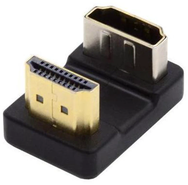 Main image of HKCY Standard HDMI 1.4 Male Type-A to HDMI Female Port Savers 360 Degree Up Opposite U Shape Back Angled Extension Adapter Converter