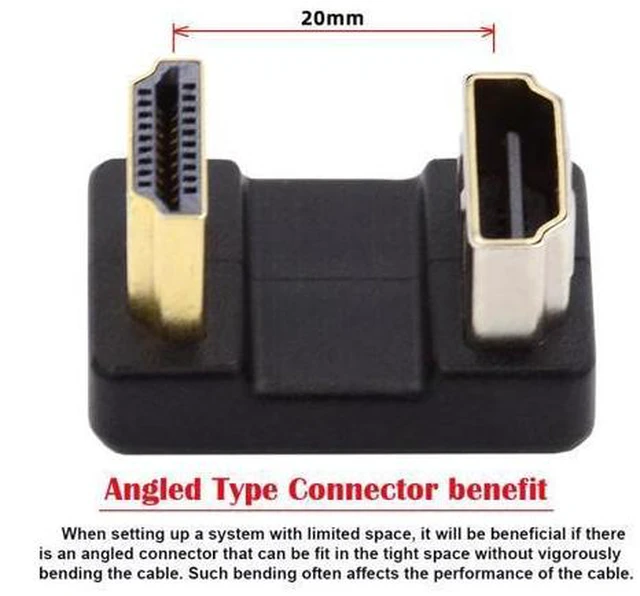 Alt view image 4 of 7 - HKCY Standard HDMI 1.4 Male Type-A to HDMI Female Port Savers 360 Degree Up Opposite U Shape Back Angled Extension Adapter Converter