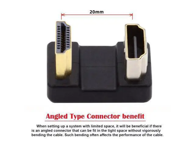 Alt view image 4 of 7 - HKCY Standard HDMI 1.4 Male Type-A to HDMI Female Port Savers 360 Degree Down Opposite U Shape Back Angled Extension Adapter Converter