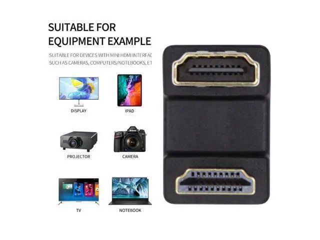 Alt view image 5 of 7 - HKCY Standard HDMI 1.4 Male Type-A to HDMI Female Port Savers 360 Degree Down Opposite U Shape Back Angled Extension Adapter Converter