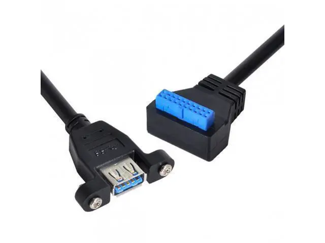 Alt view image 2 of 7 - SM USB 3.0 Single Port A Female Screw Mount Type to Up Angled Motherboard 20pin Header Cable 90 Degree