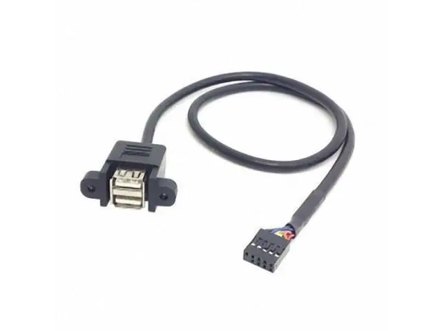 Alt view image 3 of 7 - SM 50cm Stackable Dual USB 2.0 A Type Female to Motherboard 9 Pin Header Cable with Screw Panel Holes
