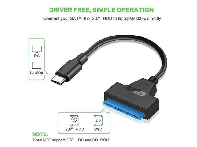 Alt view image 3 of 7 - SM Type C USB 3.1 Male to SATA 22 Pin 2.5" Hard disk driver SSD Adapter Cable for Macbook & Laptop