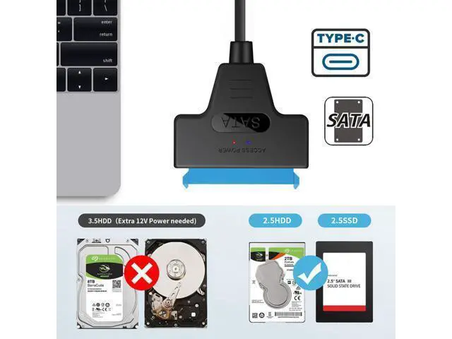 Alt view image 5 of 7 - SM Type C USB 3.1 Male to SATA 22 Pin 2.5" Hard disk driver SSD Adapter Cable for Macbook & Laptop