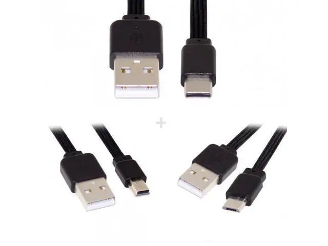 Alt view image 3 of 7 - SM 3pcs/lot 13cm USB 2.0 Type-A to Mini Micro USB Type-C Male Data Flat Slim FPC Cable for FPV & Disk & Phone