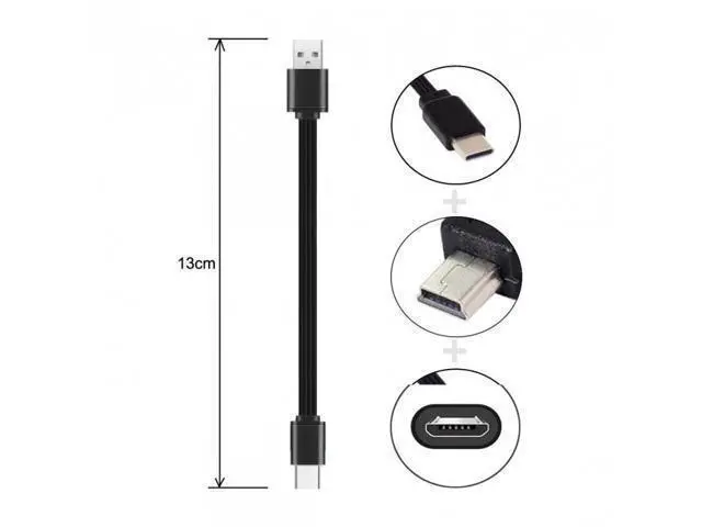 Alt view image 4 of 7 - SM 3pcs/lot 13cm USB 2.0 Type-A to Mini Micro USB Type-C Male Data Flat Slim FPC Cable for FPV & Disk & Phone