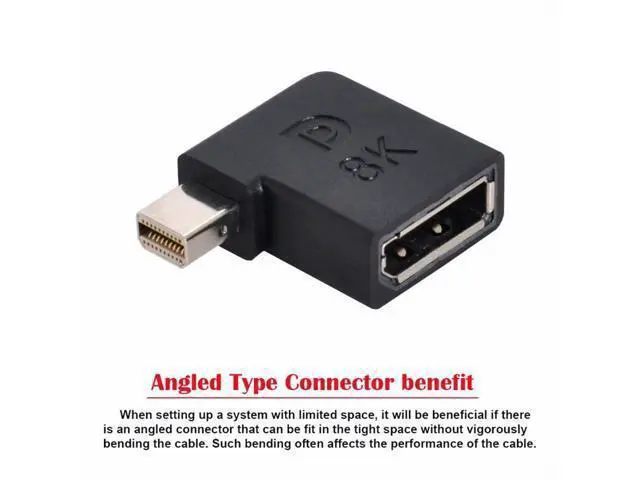 Alt view image 5 of 7 - Angled Mini DisplayPort 1.4 Male to DP Female 8K 60hz Adapter Ultra-HD UHD 4K 144hz 7680*4320 for Video PC Laptop Monitor