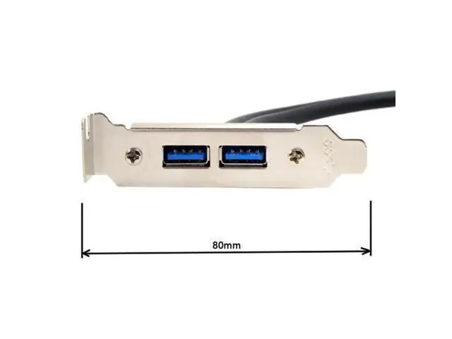 Alt view image 4 of 7 - SM Low Profile 80mm Height USB 3.0 Female Back panel to Motherboard 20pin cable with PCI bracket 40cm
