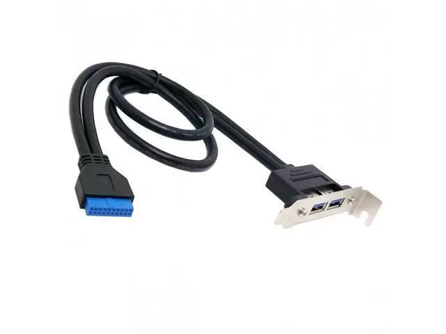 Alt view image 5 of 7 - SM Low Profile 80mm Height USB 3.0 Female Back panel to Motherboard 20pin cable with PCI bracket 40cm