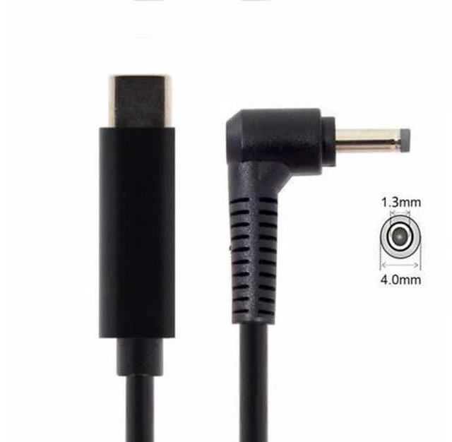 Alt view image 2 of 7 - Type-C USB-C Input to DC 4.0*1.3mm Power PD Charge Angled Cable for Laptop 18-20V