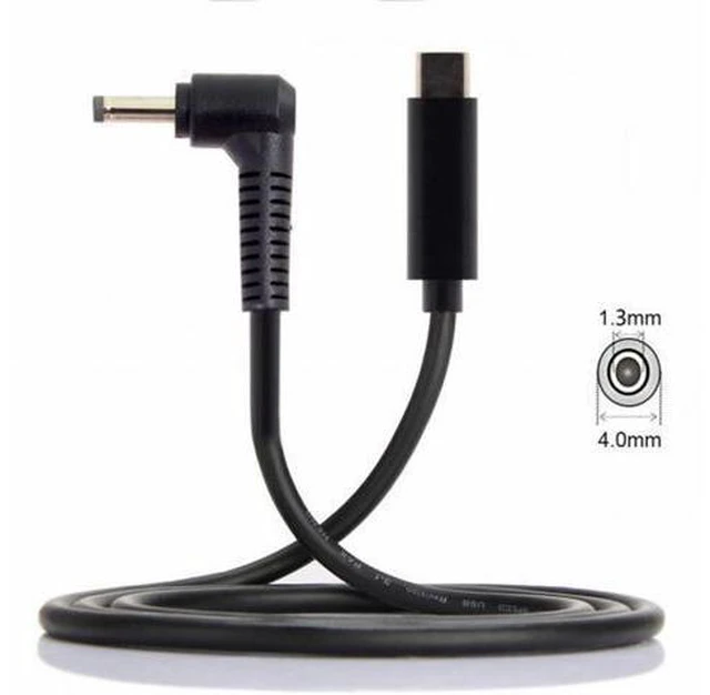 Alt view image 3 of 7 - Type-C USB-C Input to DC 4.0*1.3mm Power PD Charge Angled Cable for Laptop 18-20V