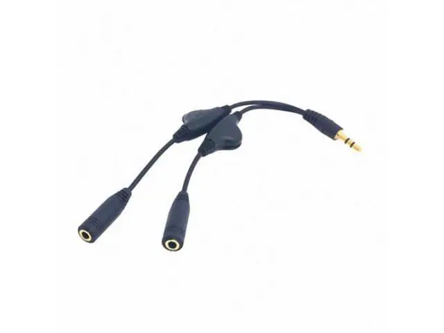 Alt view image 4 of 7 - SM 3.5mm Stereo Male to Double 3.5mm Female Audio Headphone Y Splitter Cable with Volume Control Switch