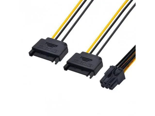 Alt view image 5 of 7 - SM Dual two SATA 15 Pin Male M to PCI-e Express Card 6 Pin Female Graphics Video Card Power Cable 15cm