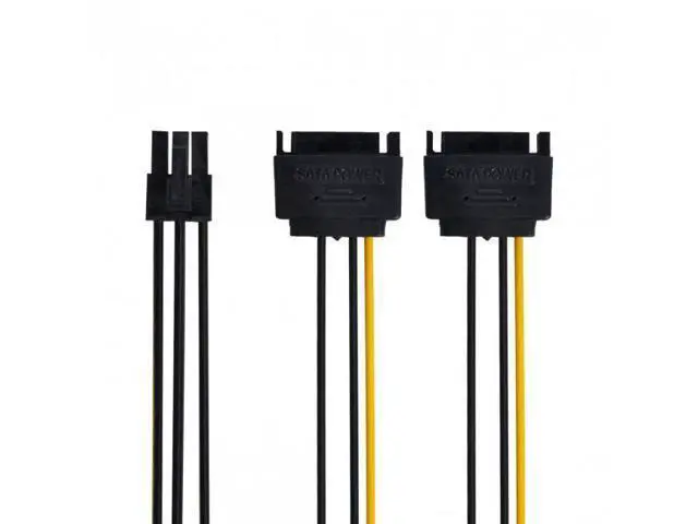 Alt view image 6 of 7 - SM Dual two SATA 15 Pin Male M to PCI-e Express Card 6 Pin Female Graphics Video Card Power Cable 15cm