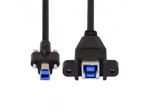 Alt view image 2 of 7 - SM Dual Thumbscrews USB 3.0 Back Panel Mount B Male to Female B Type Extension Cable 0.5m