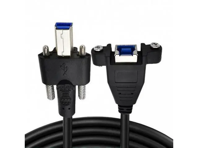 Alt view image 3 of 7 - SM Dual Thumbscrews USB 3.0 Back Panel Mount B Male to Female B Type Extension Cable 0.5m